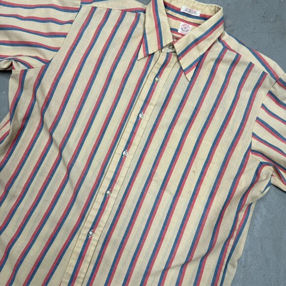 Vintage Donegal Traditional Short Sleeve Button Up Shirt Striped Large - Picture 3 of 7